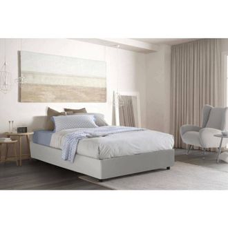 Talamo Italia Cama De Plaza Y Media Sara, Cama Contenedor Con Tapizado En Ecopiel, 100% Made In Italy, Apertura Frontal, Con Colch&oacute;n 120x200 Cm Incluido, Blanco, Co