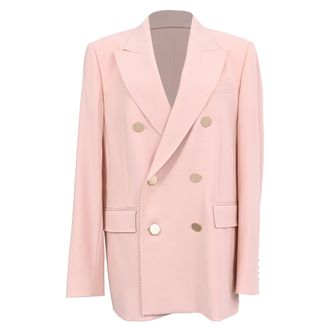 Max Mara Studio Double-Breasted Blazer in Pink Wool