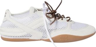 Miu Miu Allacciate Sneakers - Dames - Schoenen - Wit - Maat: 36 1/2 EU Su&egrave;de