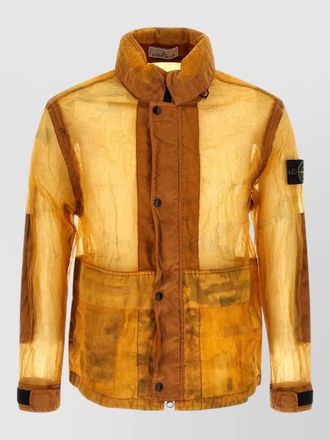 Stone Island mesh jacket sheer fabric patch pockets adjustable cuffs