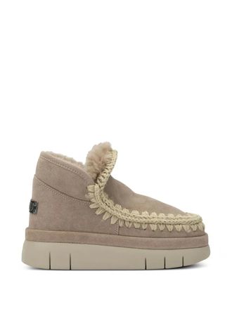 Mou crochet-trim platform boots - Neutrals
