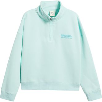 Rip Curl Surf Puff Logo Quarter Zip Sweatshirt in Light Blue at Nordstrom, Size Xx-Small