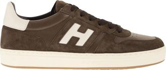 Hogan H668 Allacciato H Banda - Heren - Sneakers - Bruin - 43 1/2 EU - Leer - Schoenen