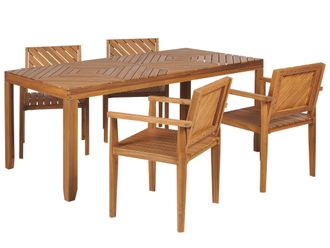 Beliani Set Da Pranzo Da Giardino Con Sedie Per 4 Persone 180 X 90 Cm Baratti