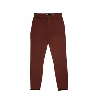 Tractr High Rise Color Skinny Jeans In Chocolate