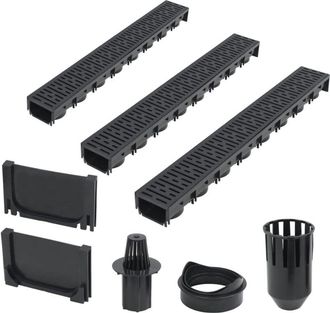 vidaXL Canalette di Drenaggio 3 pz Plastica 3 m - Vidaxl