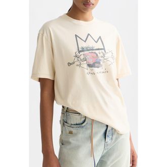 Scotch & Soda x Basquiat Embroidered Cotton Graphic T-Shirt in Eggnog at Nordstrom, Size X-Small