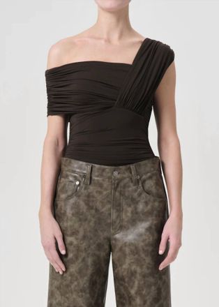 A Gold E Etienne Off The Shoulder Bodysuit In Black