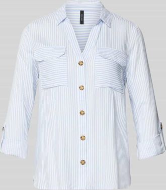 Vero Moda Relaxed Fit Hemdbluse aus reiner Viskose Modell BUMPY in Blau, Gr&ouml;&szlig;e XL