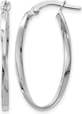 Diamond2Deal 14K White Gold Twisted Oval Shape Hoop Earrings