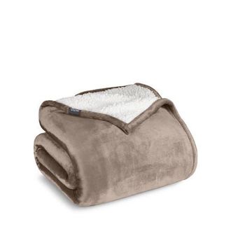 Bare Home Reversible Plush Fleece Blanket in Taupe at Nordstrom, Size Twin