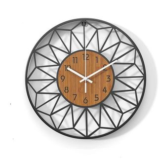 OEM Reloj De Pared Silencioso De 30 Cm, Fabricado En Madera Maciza Y Metal, Sin Tictac (pilas No Incluidas)