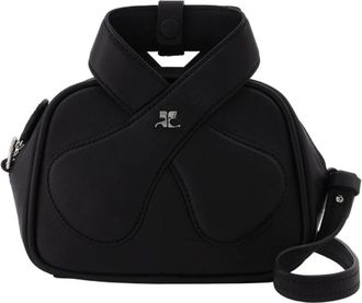 Courr&egrave;ges Zwarte leren loop baguette tas - Dames - Handtassen - Zwart - ONE Size - Katoen - Tassen