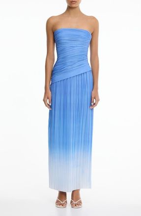 Significant Other Nesta Pliss&eacute; Strapless Maxi Cocktail Dress in Cornflower Mist at Nordstrom, Size 10 Us