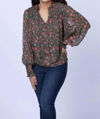 Misa Clio Top In Evergreen Bloom