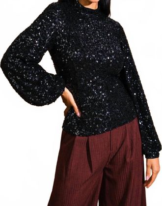 Flying Tomato Longsleeve Sequin Top In Black