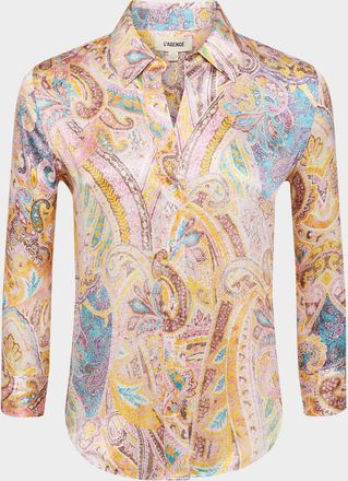 L'agence Dani Button-Front Silk Blouse