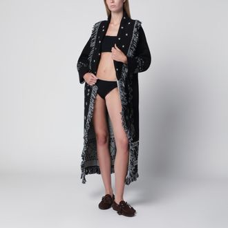 Alanui Cardigan lungo jacquard bandana nero