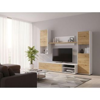 Dmora Parete Attrezzata - 9 Ripiani Modulabile, Marrone Rovere Nodi, -, 220x41x180h cm Coelurus