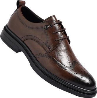 Generic Mens Brogue Leather Dress Shoes Retro Oxford Shoes Business Formal Wedding Groom Shoes for Work and Special Occasions(Brown,8.5)