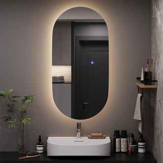 Vicco Specchio Bagno Miral, Vetro, 50 X 100 Cm Con Retroilluminazione, Vicco