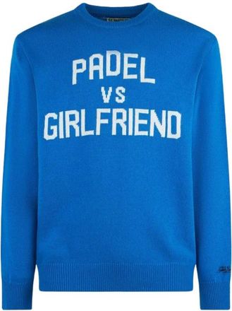 MC2 Saint Barth Jacquard Padel VS Girlfriend Ronde Hals Shirt - Heren - Ronde hals truien - Blauw - S - Truien & Vesten