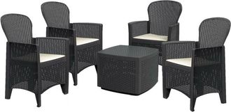 Dmora Dmora - Conjunto De Sal&oacute;n Para Exterior Sulzano, Para Interior O Exterior, 4 Sillones Con Reposabrazos Y Mesa Auxiliar, Fabricado En Italia, Color Ant