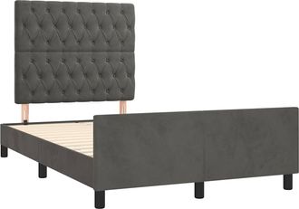 vidaXL Vidaxl - Estructura De Cama Sin Colch&oacute;n Terciopelo Gris Oscuro 120x190cm