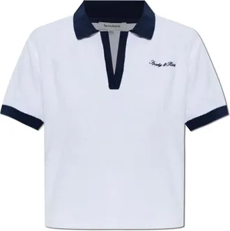 Sporty & Rich Tops, Dames, Wit, L, Katoen, Polo uit de Beverly Hills Tennis Collectie