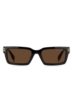 Marc Jacobs 54mm Rectangular Sunglasses in Black/Brown at Nordstrom