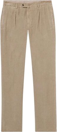 Brooks Brothers Eenplooi katoenen ribfluwelen chino - Heren - Chinos - Beige - W34 - Katoen - Broeken