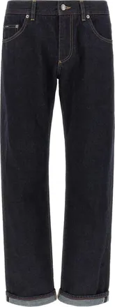 Dolce & Gabbana Classic Jeans with Logo Embroidery - male - Dolce & Gabbana - Straight Fit Jeans - Blue - 3XL - Jeans