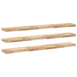 Berkfield Home Floating Shelves 3 pcs 160x20x4 cm Untreated Solid Wood Acacia in Brown | Size: 160 x 20 x 4 cm