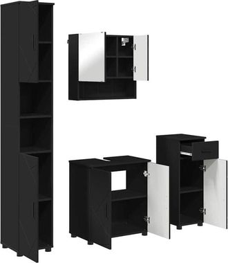 vidaXL Bathroom Furniture Set with Drawer 4 pcs Black 61 x 35 x 64 cm vidaXL