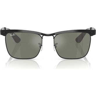 Ray-Ban 53mm Wayfarer Deluxe Square Sunglasses in Black /Grey Mirror Bronze at Nordstrom