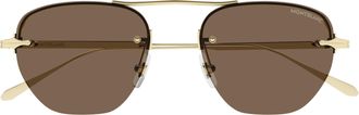 Montblanc Mb0404s Gold-Finish Metal Sunglasses with Brown Tinted Lenses