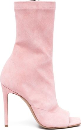 PARIS TEXAS Amanda 105mm suede ankle boots - women - Calf Leather/Calf Leather/Calf Suede - 37 - Pink