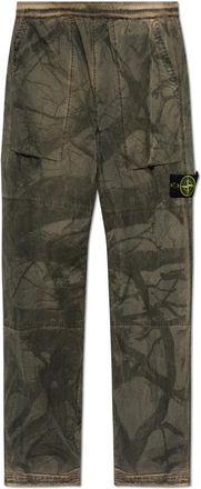 Stone Island Rechte broek met logopatch - Heren - Straight fit broeken - Groen - W34 - Polyester - Broeken