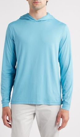 Johnnie-O Talon PREP-FORMANCE Long Sleeve Hooded T-Shirt in Haze at Nordstrom, Size Xx-Large