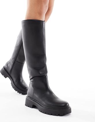 London Rebel Olivia - Stivali al ginocchio neri con suola spessa-Nero