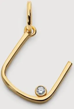 Monica Vinader Gold Solitaire Diamond Initial U Pendant Lab Grown Diamond