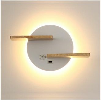 Hoopzi Led Indoor Wall Light with usb Port Modern Wall Lamp with Switch Reading Lamp Bedside Lamp Lighting Night Light, 301912cm White [Energy Class a]