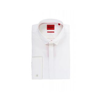 HUGO BOSS Formal Shirt - Heren - Zakelijke Overhemden - Wit - L - Katoen - Overhemden