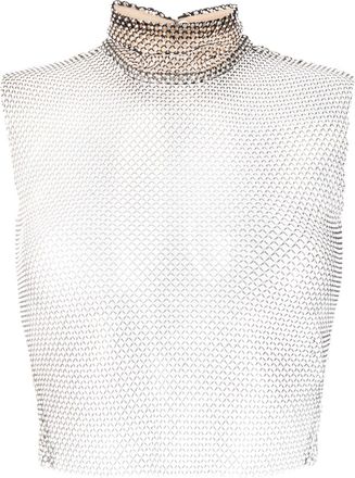 Genny crystal-embellished chainmail-effect tank top - women - Polyester/Polyamide - 40 - Black