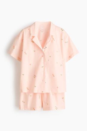 H&M Pyjama Shirt And Shorts in Light Peach Pink/apricots at Nordstrom, Size Xx-Small