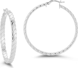 Chloe and Madison Twist Hoop Earrings in Silver at Nordstrom Rack