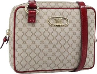 Celine Pre-owned Vintage Macadam Shoulder Bag - Dames - Vintage Schoudertas - Beige - ONE Size - Leer - Vintage
