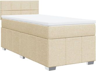 vidaXL Cama Box Spring Con Colch&oacute;n Tela Color Crema 80x200 Cm Vidaxl