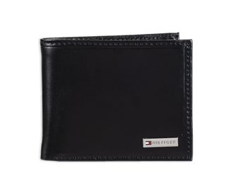 Tommy Hilfiger Mens Leather Fordham Passcase Bifold Wallet Novelty, Black, One Size
