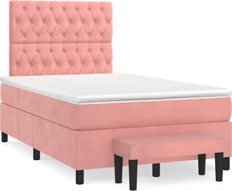vidaXL Vidaxl - Cama Box Spring Con Colch&oacute;n Terciopelo Rosa 120x190 Cm